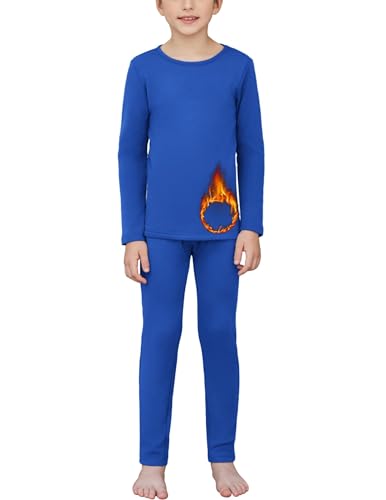 Arshiner Thermounterwäsche Kinder Funktionsunterwäsche Skiunterwäsche Junge Winter atmungsaktiv Thermowäsche Set Warm Weich Funktionswäsche Thermo Unterwäsche Thermounterhemd für Kinder Königsblau 120 von Arshiner