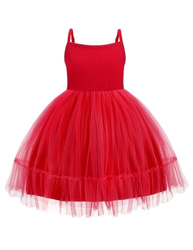 Arshiner Tüllkleid Rot Mädchen Strapskleid Kleinkind Festliches Kleid Partykleid Rüschenkleid mit Tüll Geburtstagkleid 6-7 Jahre von Arshiner