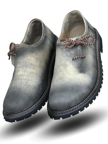 Arshman Lederhose Herren Bayern Schuhe authentisch Deutscher Schuh für Outfit Trachten Schuhe Echtleder Western Trachtenschuhe Oktoberfest Schuhe, Graubraun, 42 EU von Arshman