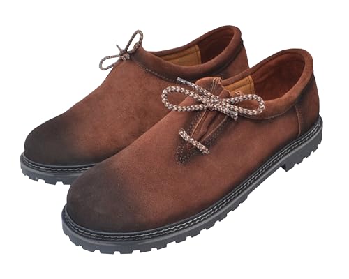 Lederhosen Herren Schuhe authentisch deutsche bayerische Trachten Oktoberfest Outfits Haferl Stiefel Echtleder Schuh rotbraun, Rotbraun, 47 EU von Arshman