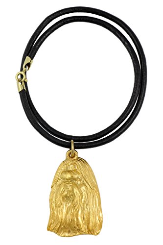 Art-Dog Exklusive Halskette mit Hund, 24 Karat Goldauflage - Handgefertigter Schmuck für Hundeliebhaber - Vergoldete Halsketten mit Hund für Damen und Herren - Shih-Tzu Longhaired (Langhaar) I von Art-Dog