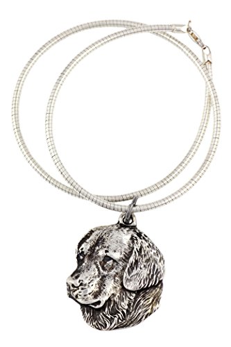 Art-Dog Hundekopf-Anhänger an Silberseil - Handgefertigte versilberte Halskette auf ZnAl-Basis - Silberne Ketten für Tierliebhaber - Schmuck mit Hunderassen - Golden Retriever von Art-Dog