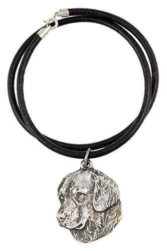 Art-Dog Hundekopf-Halskette auf Lederband - ArtDog Kollektion Hunde Halskette - Silberne Ketten mit Hundebildern - Schmuck mit Hunderassen - Golden Retriever von Art-Dog