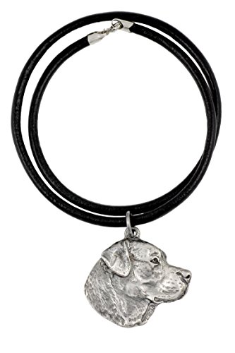 Art-Dog Hundekopf-Halskette auf Lederband - ArtDog Kollektion Hunde Halskette - Silberne Ketten mit Hundebildern - Schmuck mit Hunderassen - Labrador Retriever von Art-Dog