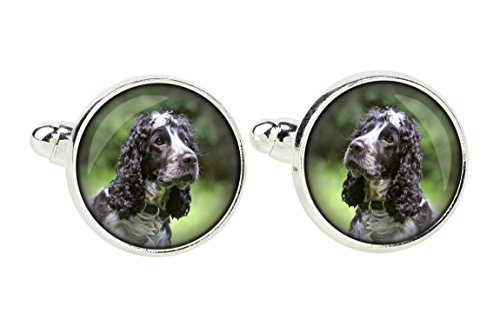 Art-Dog Manschettenknöpfe mit Hundefoto | Handgefertigt | Farbe Silber | Antiallergischer nickelfreier Rahmen | Fotodurchmesser 14mm | American Cocker spaniel von Art-Dog