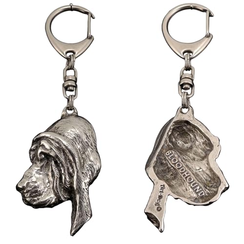 Art-Dog Niedlicher Hundeschlüsselanhänger - Exklusive Kollektion Bloodhound Schlüsselanhänger Hund - Versilberte Keyring mit 2,5 cm Schloss - 6,1x3,9x10,5cm von Art-Dog