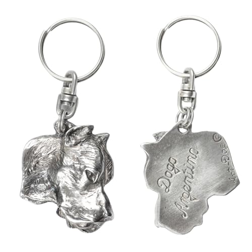Art-Dog Niedlicher Hundeschlüsselanhänger - Exklusive Kollektion Dogo Argentino Schlüsselanhänger Hund - Versilberte Keyring mit 2,5 Schloss - 4,2x4,5x9,2cm von Art-Dog