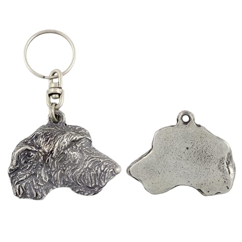 Art-Dog Niedlicher Hundeschlüsselanhänger - Exklusive Kollektion Irish Wolfhound Schlüsselanhänger Hund - Versilberte Keyring mit 2,5 Schloss - 4x5x9cm von Art-Dog