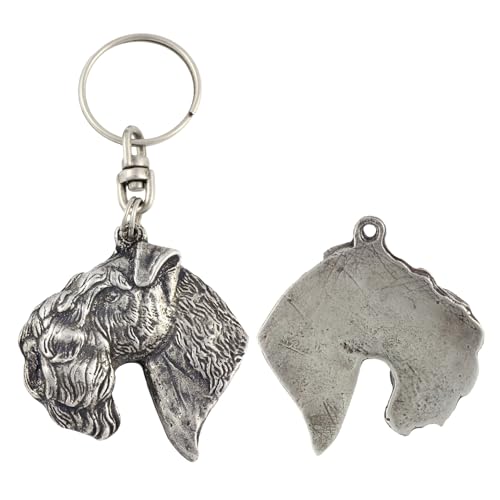 Art-Dog Niedlicher Hundeschlüsselanhänger - Exklusive Kollektion Kerry Blue Terrier Schlüsselanhänger Hund - Versilberte Keyring mit 2,5 Schloss - 5,1x4,6x8,9cm von Art-Dog
