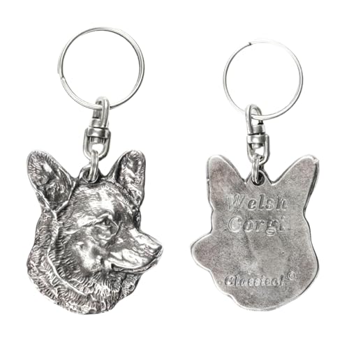 Art-Dog Niedlicher Hundeschlüsselanhänger - Exklusive Kollektion Welsh Corgi Schlüsselanhänger Hund - Versilberte Keyring mit 2,5 Schloss - 4,9x4x8,9cm von Art-Dog