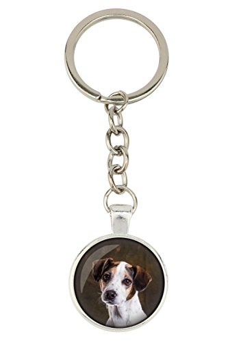 Art-Dog Schlüsselanhänger mit Hundefoto in eleganten Geschenkschachtel | Handgefertigter Schlüsselanhänger | Fotodurchmesser 25mm | Farbe Silber | Geschenkidee | Jack Russel von Art-Dog