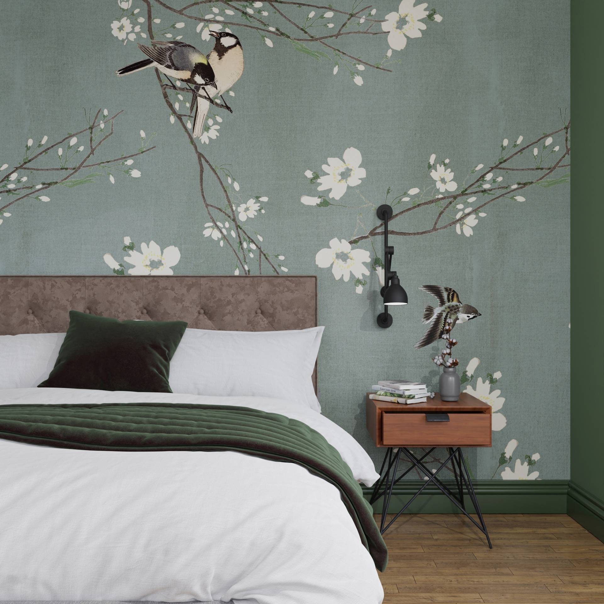 Art for the home Fototapete "Vögel & Blüten" animal print glatt Design Tapeten von Art For The Home