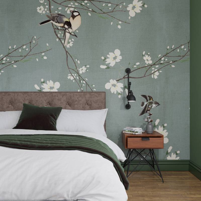 Art for the home Fototapete "Vögel & Blüten" animal print glatt Design Tapeten von Art For The Home