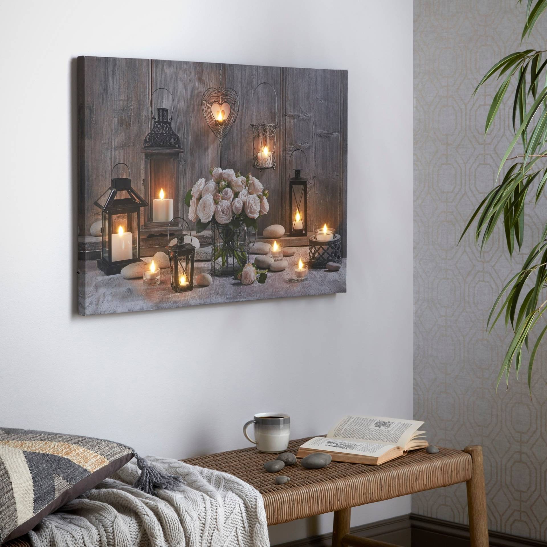 Art for the home LED-Bild "Cosy Kerzen LED 60x90cm" Modern  Zen 1 Stk. tlg. LED-Leinwand gemütliche Kerzen 60 x 90 cm von Art For The Home
