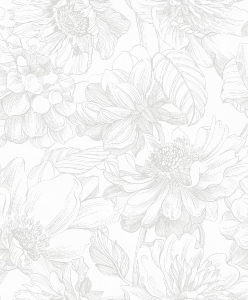 Art for the home Vliestapete "Soft Blush Dahlia" geblümt glatt Grau - 53x10m von Art For The Home