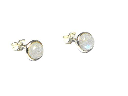 Art Gecko-Mondstein-Ohrstecker, runde Form, 925-Sterlingsilber, 7 mm, MSST2212161 von Art Gecko