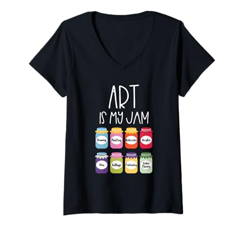 Damen Art is My Jam Art Teacher Classroom Studio Zurück zur Schule T-Shirt mit V-Ausschnitt von Art Teacher Studio Back to School Vibes