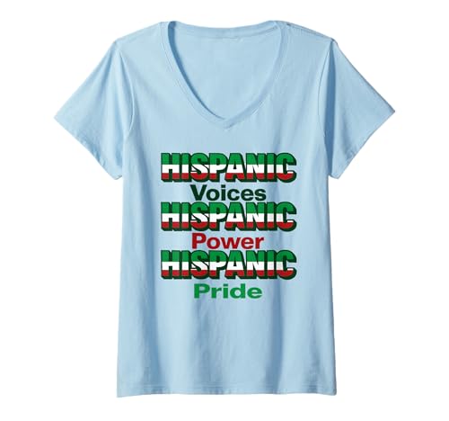 Damen Hispanic Voices Power Pride Bekleidung Mexican Heritage Colors T-Shirt mit V-Ausschnitt von Art-Wear