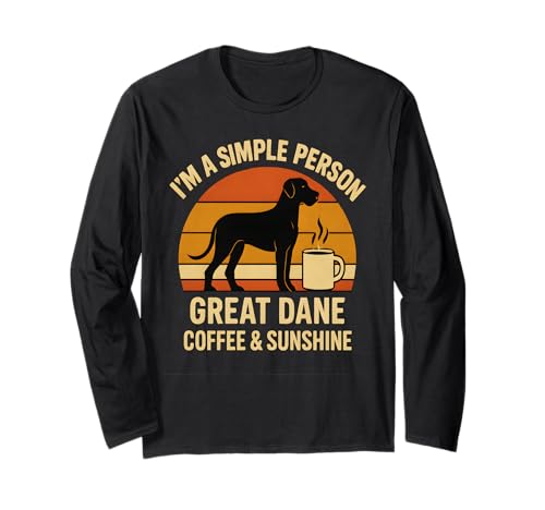 Dogge Kaffeeliebhaber Retro Sonnenschein Hundebekleidung für Herren und Damen Langarmshirt Dogge Kaffeeliebhaber Retro Sonnenschein Hundebekleidung für Herren und Damen Langarmshirt von Art-Wear