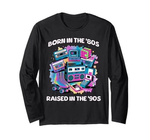 Geboren in den 80er Jahren, aufgewachsen in den 90er Jahren Retro Bekleidung Herren Damen Langarmshirt von Art-Wear