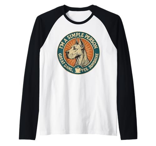 Retro Deutsche Dogge Kaffee Sonnenschein Hundeliebhaber Bekleidung Herren Damen Raglan Retro Deutsche Dogge Kaffee Sonnenschein Hundeliebhaber Bekleidung Herren Damen Raglan von Art-Wear