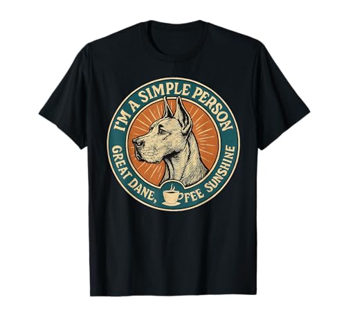 Retro Deutsche Dogge Kaffee Sonnenschein Hundeliebhaber Bekleidung Herren Damen T-Shirt Retro Deutsche Dogge Kaffee Sonnenschein Hundeliebhaber Bekleidung Herren Damen T-Shirt von Art-Wear