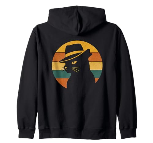 Retro Katze in Fedora Hut Vintage Stil Grafik Herren Damen Kinder Kapuzenjacke von Art-Wear