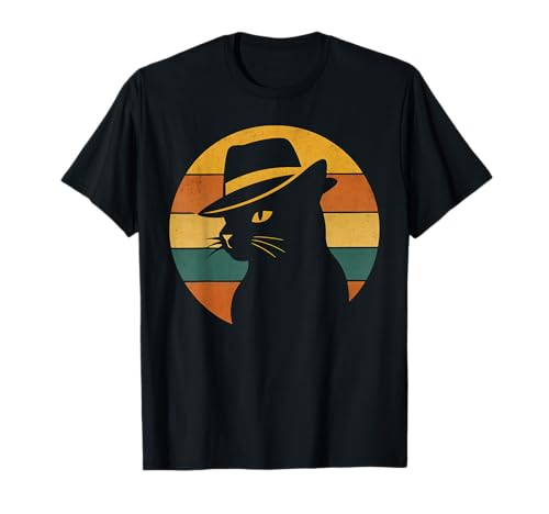 Retro Katze in Fedora Hut Vintage Stil Grafik Herren Damen Kinder T-Shirt von Art-Wear