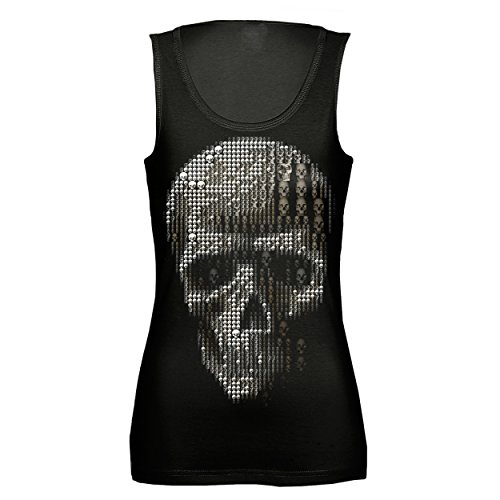 Art Worx Rock & Style Mosaic Skull Girly Tank Top S-XL (Large, Schwarz) von Art Worx