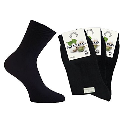 Art-of-baan® 10 Paar Business Herren Socken aus Naturfaser - 100% Baumwolle - Schwarz - 39 40 41 42 43 44 45 46 47 48 49 50 (47/50, Schwarz) von Art-of-Baan
