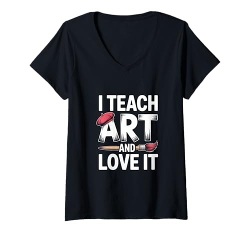 Damen Kunstlehrerin Ich unterrichte Kunst und liebe sie T-Shirt mit V-Ausschnitt von Art teaching Artist Teaching sketching