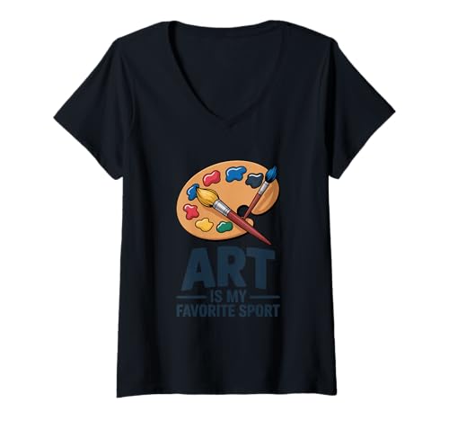 Damen Kunstlehrerin Kunst ist Mein Lieblingssport T-Shirt mit V-Ausschnitt Damen Kunstlehrerin Kunst ist Mein Lieblingssport T-Shirt mit V-Ausschnitt von Art teaching Artist Teaching sketching