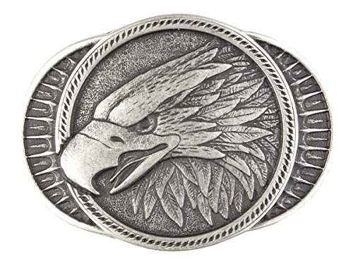 Art & Detail Shirt Belt Buckle - Eagle Head - Gürtelschließe für Jeans und Tracht, Silber-Antik von Art & Detail Shirt