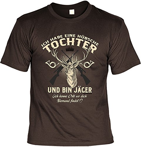 Art & Detail Shirt Ich Habe eine hübsche Tochter und Bin Jäger - Tshirt Papa Dad Vatertag als Präsent mit SPAß-Urkunde von Art & Detail Shirt