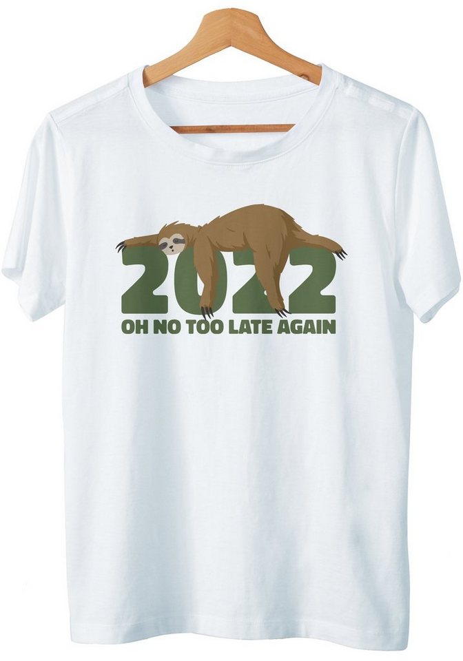 Art & Detail Shirt T-Shirt 2022 Sprüche Oh No Too Late Again Offizielles Schlafshirt mit Faultier Nachthemd 2022 Spruch T-Shirts von Art & Detail Shirt