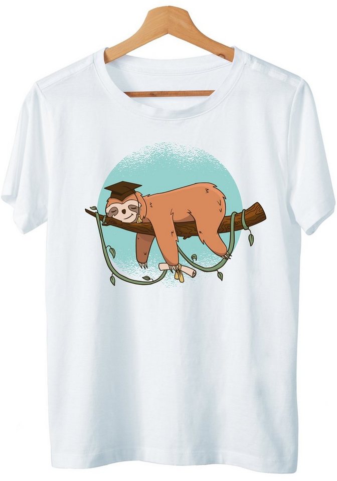 Art & Detail Shirt T-Shirt Abschluss Abi Graduation Faultier Offizielles Schlafshirt endlich geschafft Schulabschluss, Abi von Art & Detail Shirt