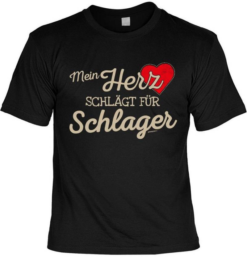 Art & Detail Shirt T-Shirt Mein HERZ schlägt für Schlager, Weihnachten - Sprüche Fun T-shirt Partner, Look, Familie, Schlager, Party von Art & Detail Shirt