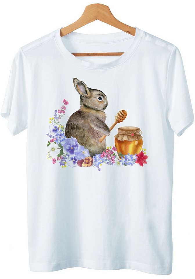Art & Detail Shirt T-Shirt Oster Hase mit Honig Osterhasen Design passend zu Ostern von Art & Detail Shirt