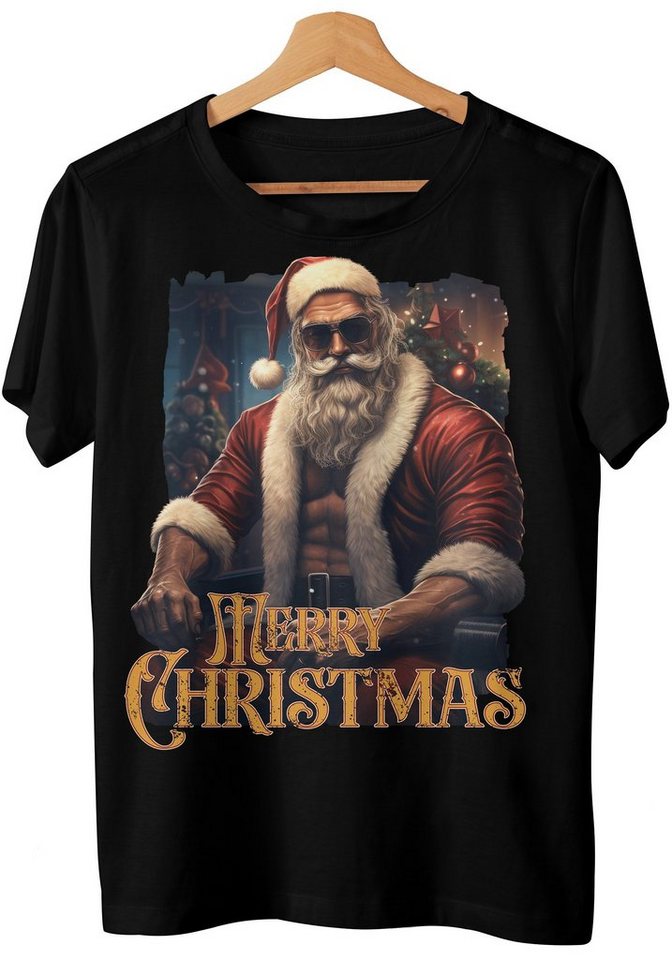 Art & Detail Shirt T-Shirt Weihnachten Design Merry Christmas Strong Man Santa Weihnachtsmütze Geschenk, Weihnachten von Art & Detail Shirt