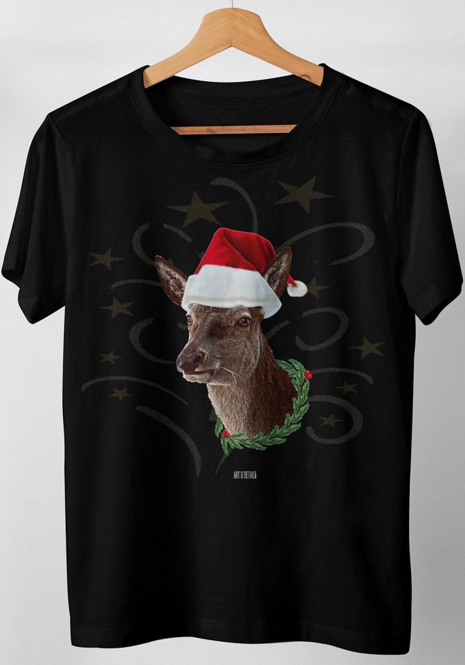 Art & Detail Shirt T-Shirt Weihnachten Design Reh mit Weihnachtsmütze Mrs Xmas von Art & Detail Shirt