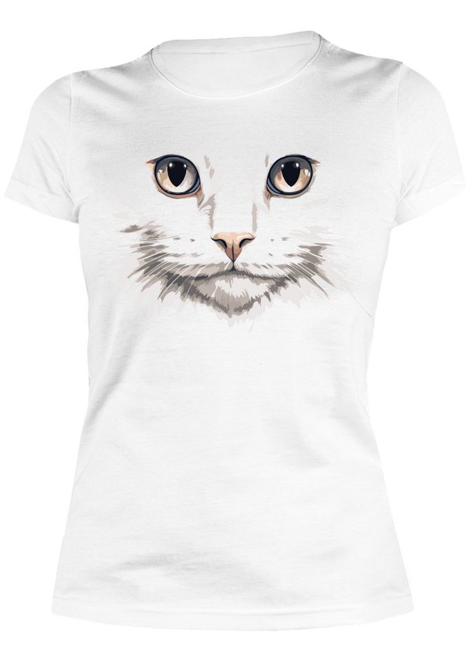 Art & Detail Shirt T-Shirt Weiße Katze Design für Damen Nachthemd von Art & Detail Shirt