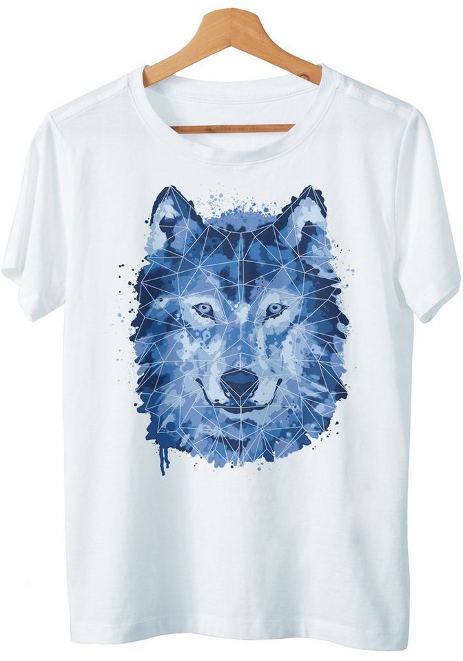 Art & Detail Shirt T-Shirt Wolf Polygon Style Tier Watercolor Design von Art & Detail Shirt