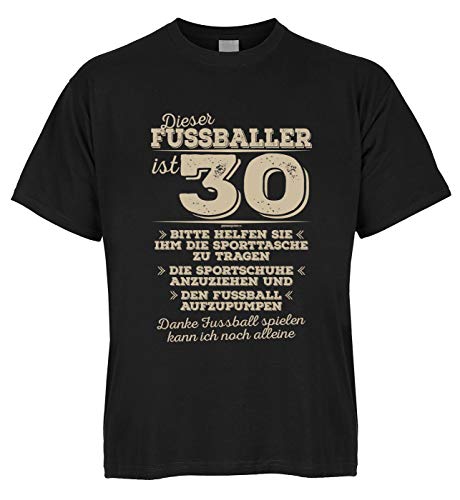 Geburtstag Set Shirt Bio Baumwolle mit Mini Dieser Fussballer ist 30 Bitte helfen Sie ihm die Sporttasche zu tragen Die Sportschuhe anzuziehen von Art & Detail Shirt