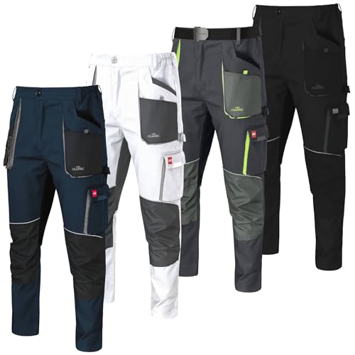 Art.Master Arbeitshose Herren 100% Baumwolle Schwarz Größe 50 - belastbare Bundhose mit 10 Taschen Cargotasche elastischer Hosenbund - Männer Arbeitshosen für Instandhaltung Metallbau Azubis Handwerk von Art.Master