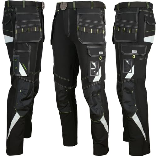 Art.Master Arbeitshose Herren X-Specialist Schwarz Gr. 50 - robuste atmungsaktive Stretch Arbeit Hose - funktionale Arbeitskleidung Männer mit Zollstocktasche für Montage Kfz Azubis Heimwerker Hobby von Art.Master