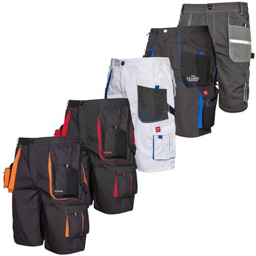 Art.Master Arbeitsshorts Herren Weiß/Blau Größe 52 - Kurze Malerhose mit Stretchbund 8 Taschen und Werkzeugtasche - leichte Sommerhose für Trockenbau Innenbereich Fassade Lackierer Männerbekleidung von Art.Master