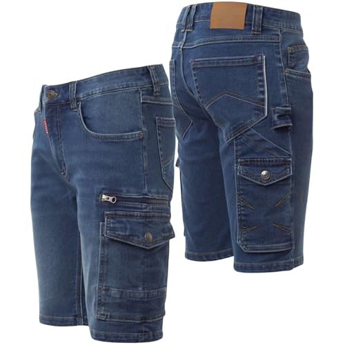Art.Master Jeans Shorts Herren Stretch Blau Größe 42 - Arbeitshose Kurze mit 8 Taschen & Zollstocktasche - Jeans Hose Arbeitskleidung Männer für Handwerker BAU Garten Freizeit Heimwerken Werkstatt von Art.Master