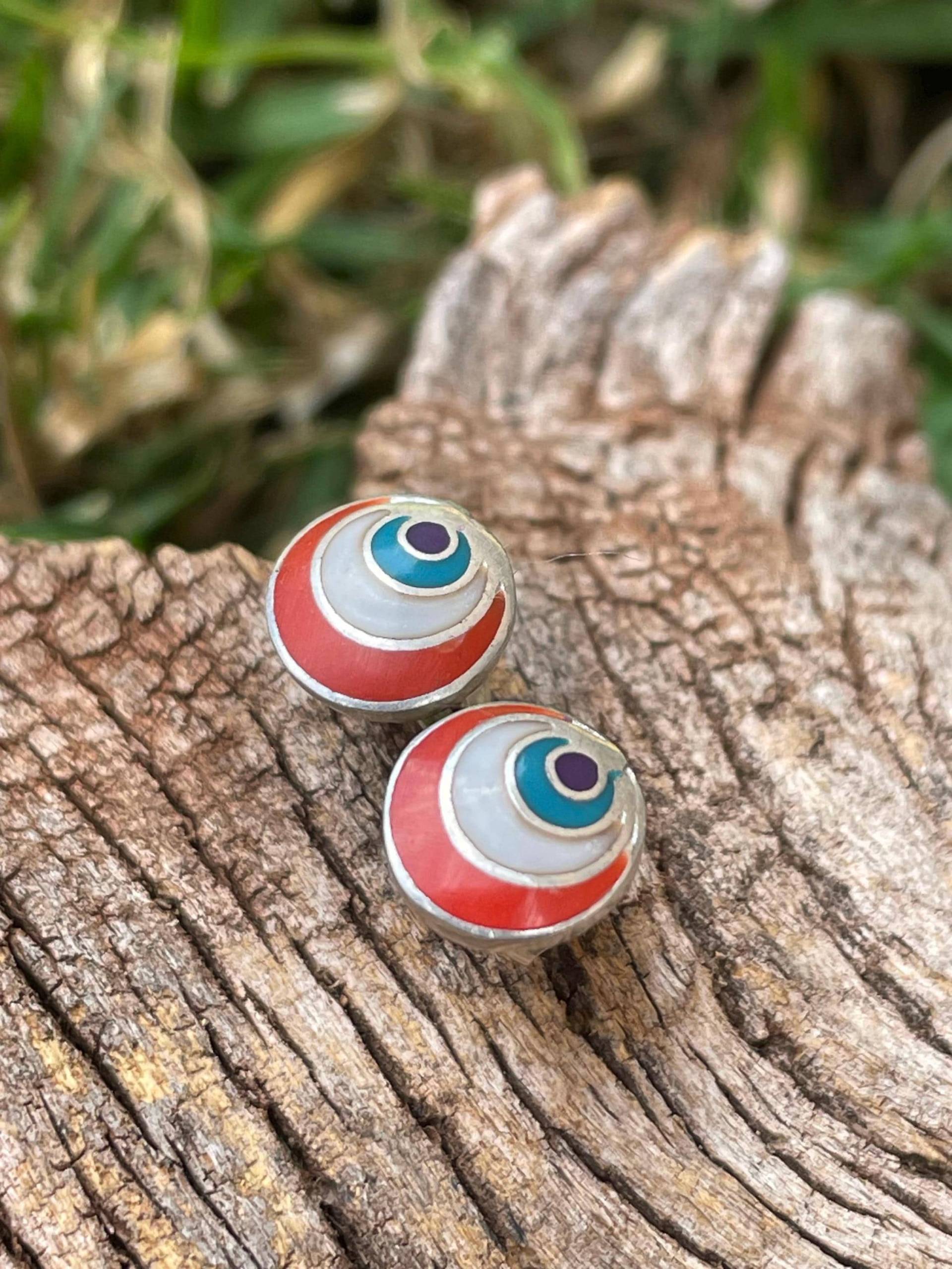 950Er Silber Runde Bunte Ohrringe von ArtAndean