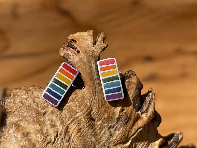 Bunte Silber Ohrringe - Chakra Steine Regenbogen von ArtAndean