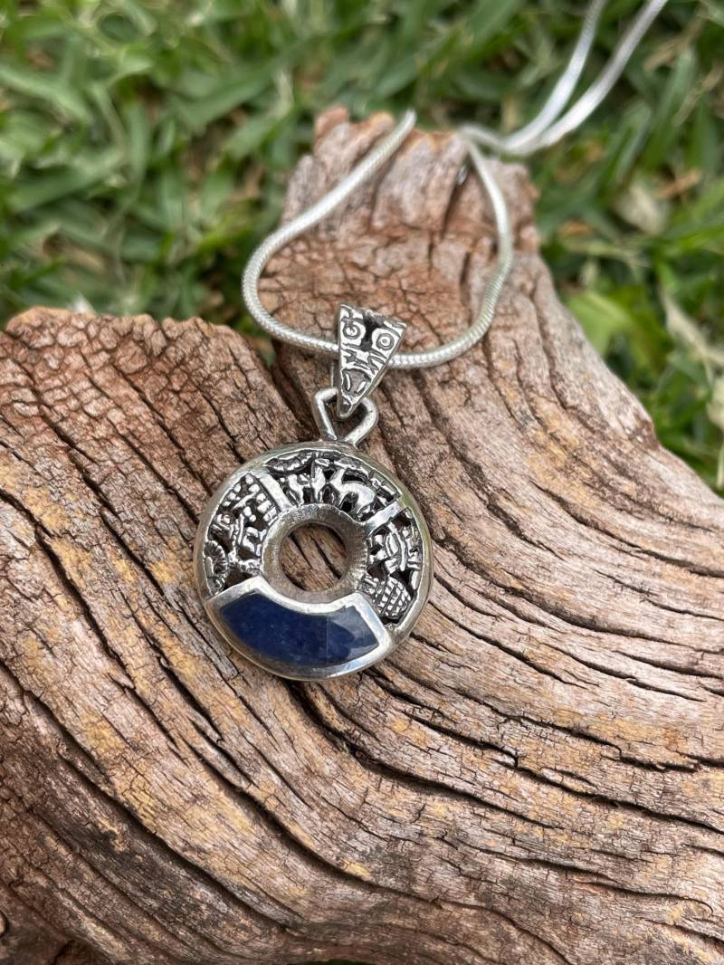 Lapis Lazuli Stein, Silber Anhänger, Mit Inka-Geschichte von ArtAndean